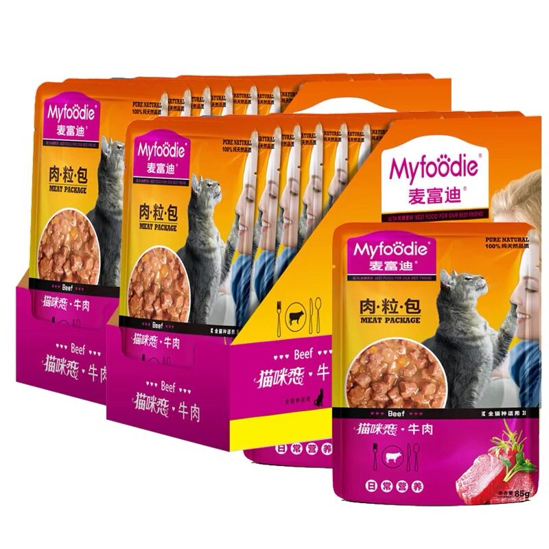 麦富迪猫零食肉粒包营养补水湿粮猫咪恋成幼猫宠物用食品85g*12袋