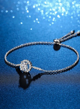 s925纯银满天星D色莫桑石手链女ins小众设计1克拉莫桑钻