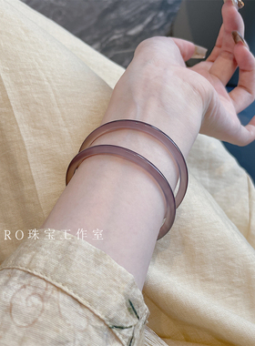 天然紫玉髓女叮当镯玛瑙手镯