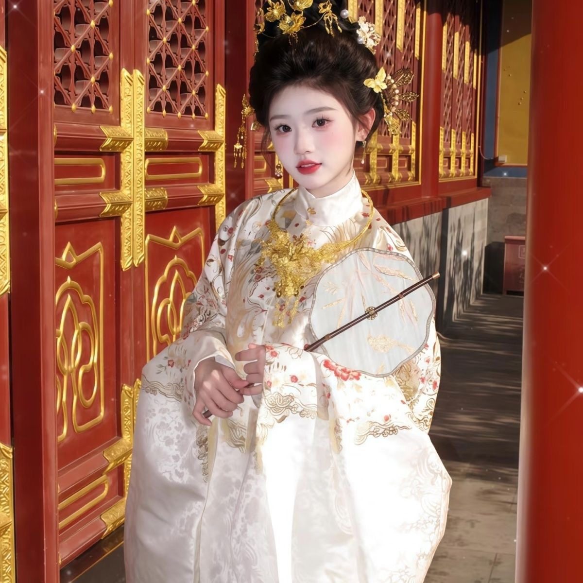 原创汉服女【白金-凤求凰】明制大明贵女重工全妆花织金立领长袍,淘宝优惠券,粉丝福利购,淘宝优惠卷