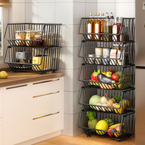 Kitchen Vegetable Shelving Dish Shelf Multilayer Ground Fruits Fruits And Vegetables Contained basket Fruits Containing shelf Home Vegetable Basket Rack