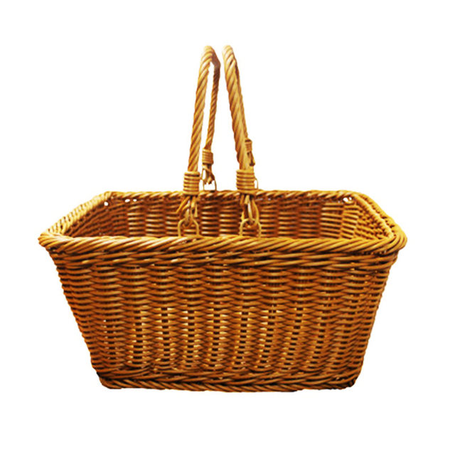 Picnic basket rattan supermarket shopping basket outdoor shopping basket imitation rattan storage basket pastoral picking basket