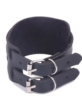 日韩时尚皮革护腕手镯表演用双扣头可调超宽手带手环