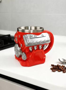 跨境新品V8 Engine Stainless Steel 3D MugV8发动机树脂马克杯