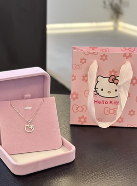 生日礼物Kitty纯银项链女甜美锁骨链送闺蜜女友时尚气质吊坠百搭