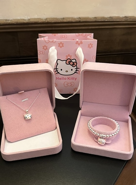 999足银Kitty手链女生S925银项链套装儿童大人生日礼物送女友闺蜜