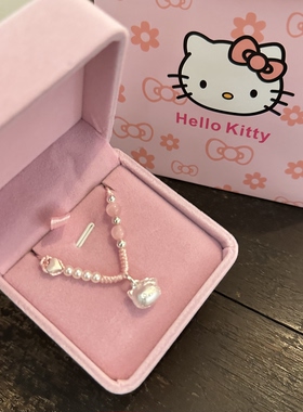 999足银Kitty挂坠编绳女童锁骨链可爱周岁生日礼物送宝宝小众银饰