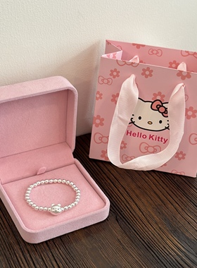 999纯银圆珠手链女可爱卡通维尼熊足银吊坠手串儿童大人生日礼物