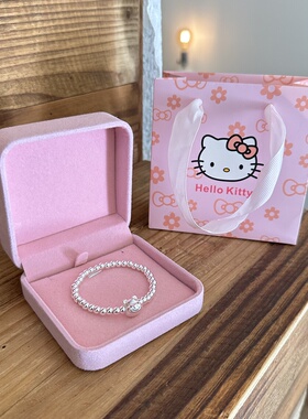 生日礼物999足银实心手链女生精致可爱维尼熊吊坠银手串儿童大人