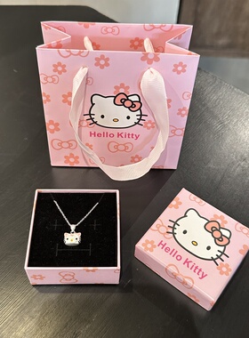 项链女S925纯银HelloKitty小众设计感锁骨链送儿童闺蜜生日礼物