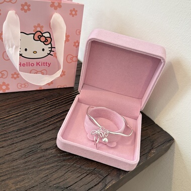 纯银手环在逃公主蝴蝶结铃铛999足银年轻小众女生百搭生日礼手镯