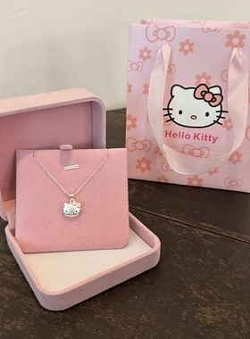 HelloKitty凯蒂猫吊坠纯银项链女生锁骨链甜美可爱生日礼物送女友
