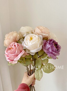 网红单支焦边仿干花玫瑰仿真花家居插花民宿拍照道具花束摆件