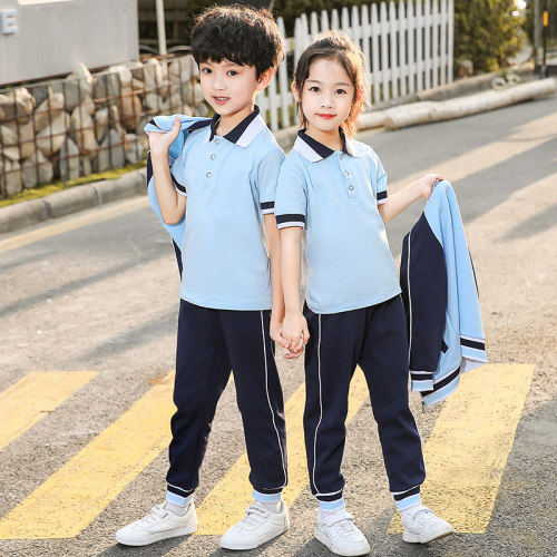 小学生校服套装三件套幼儿园园服春秋装夏季运动服学院风儿童班服-图1