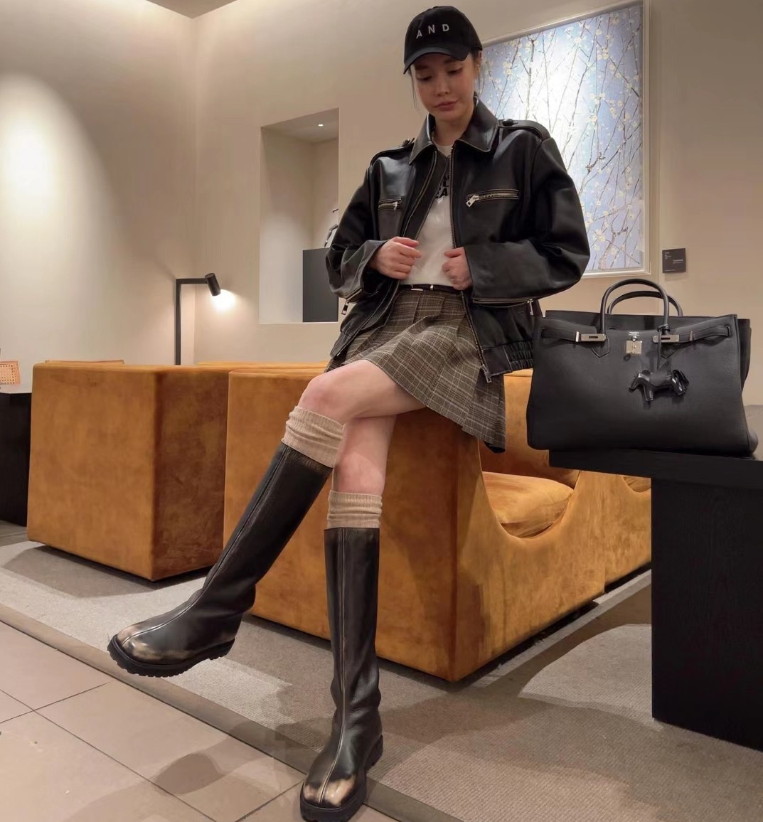 韩国老板娘同款东大门过膝羊毛袜粗针羊绒纯色叠穿高筒秋冬堆堆袜,淘宝优惠券,粉丝福利购,淘宝优惠卷