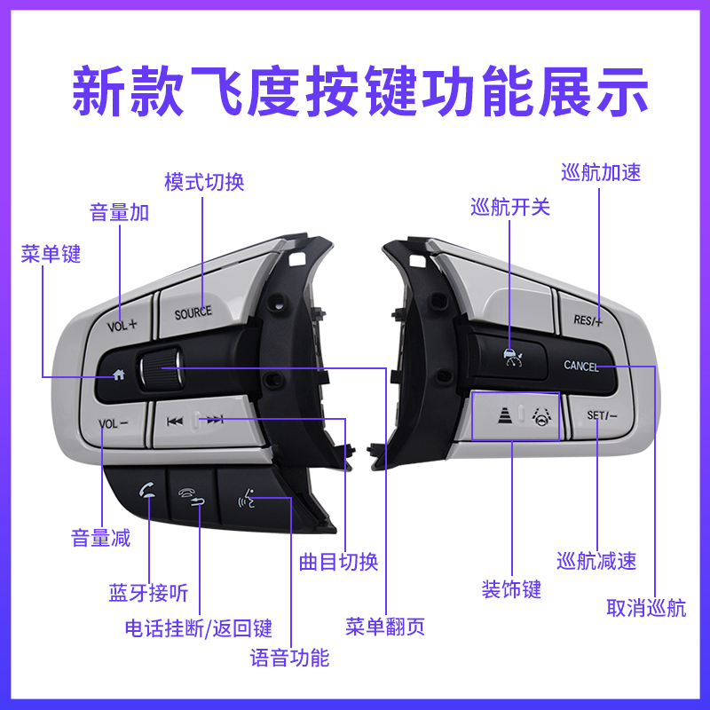适用新款四代新飞度来福酱LIFE多功能方向盘原厂按键改装定速巡航 - 图1