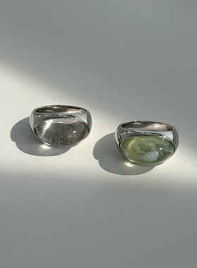 现货欧美18k真金电镀钛钢透明猫眼戒指设计感透明