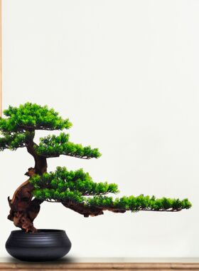 仿真迎客松办公室松树盆景家居客厅玄关绿植假树展厅造景装饰摆件