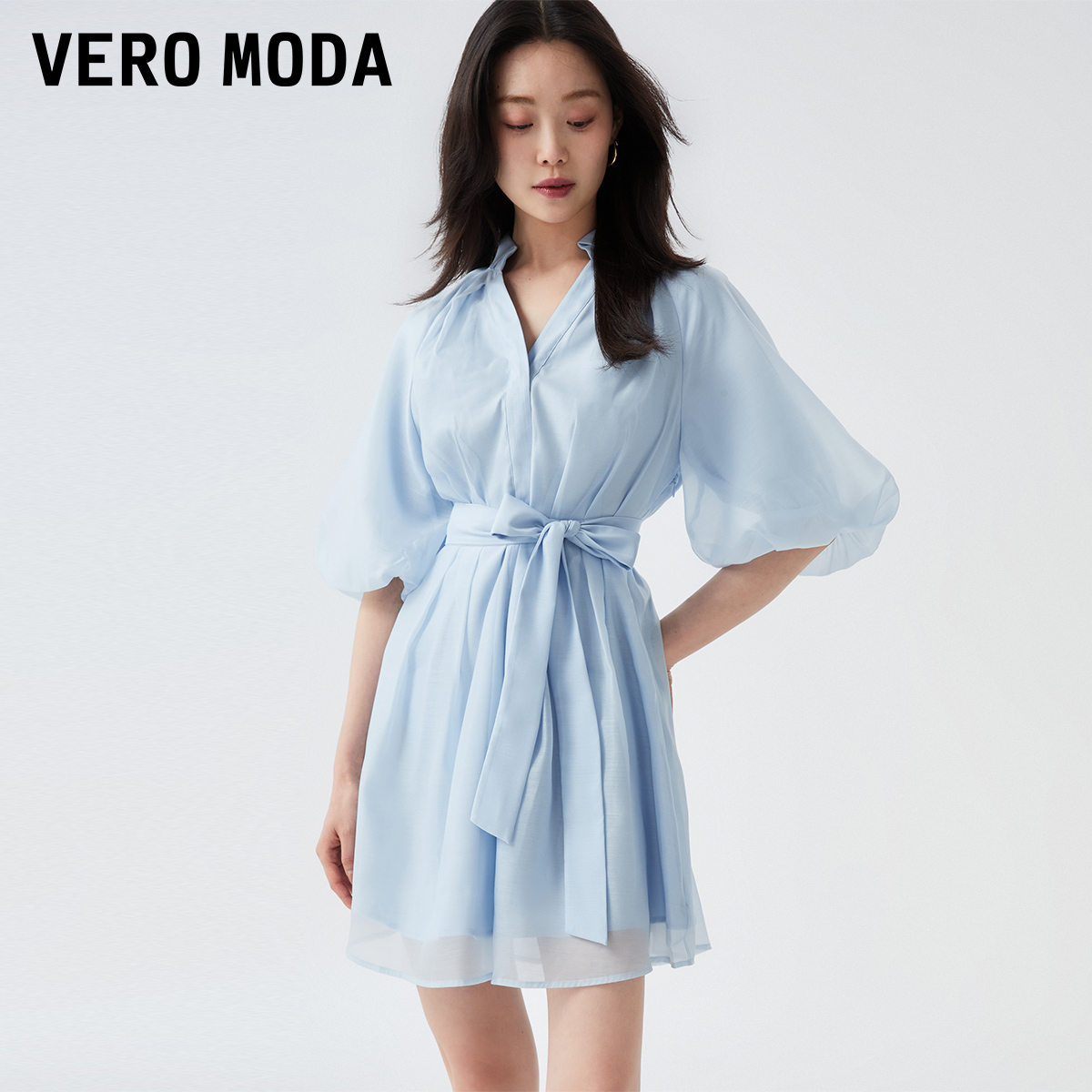 Vero Moda红色连衣裙夏季闪光系列时尚气质高级法式短袖▲