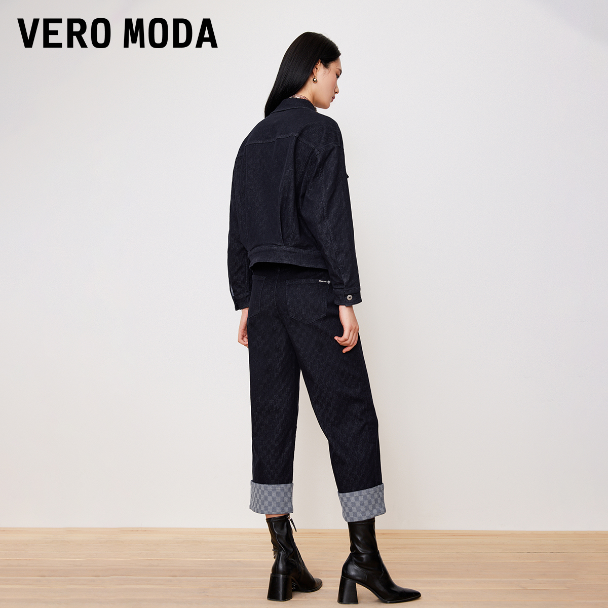 Vero Moda牛仔外套套装女2023秋季新款牛仔裤直筒裤阔腿裤小个子