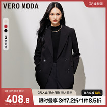 Vero Moda black suit 2024 ранней весной новый рыхлой двухрядный двухрядный мягкотек 100 человек женщина-пиджак