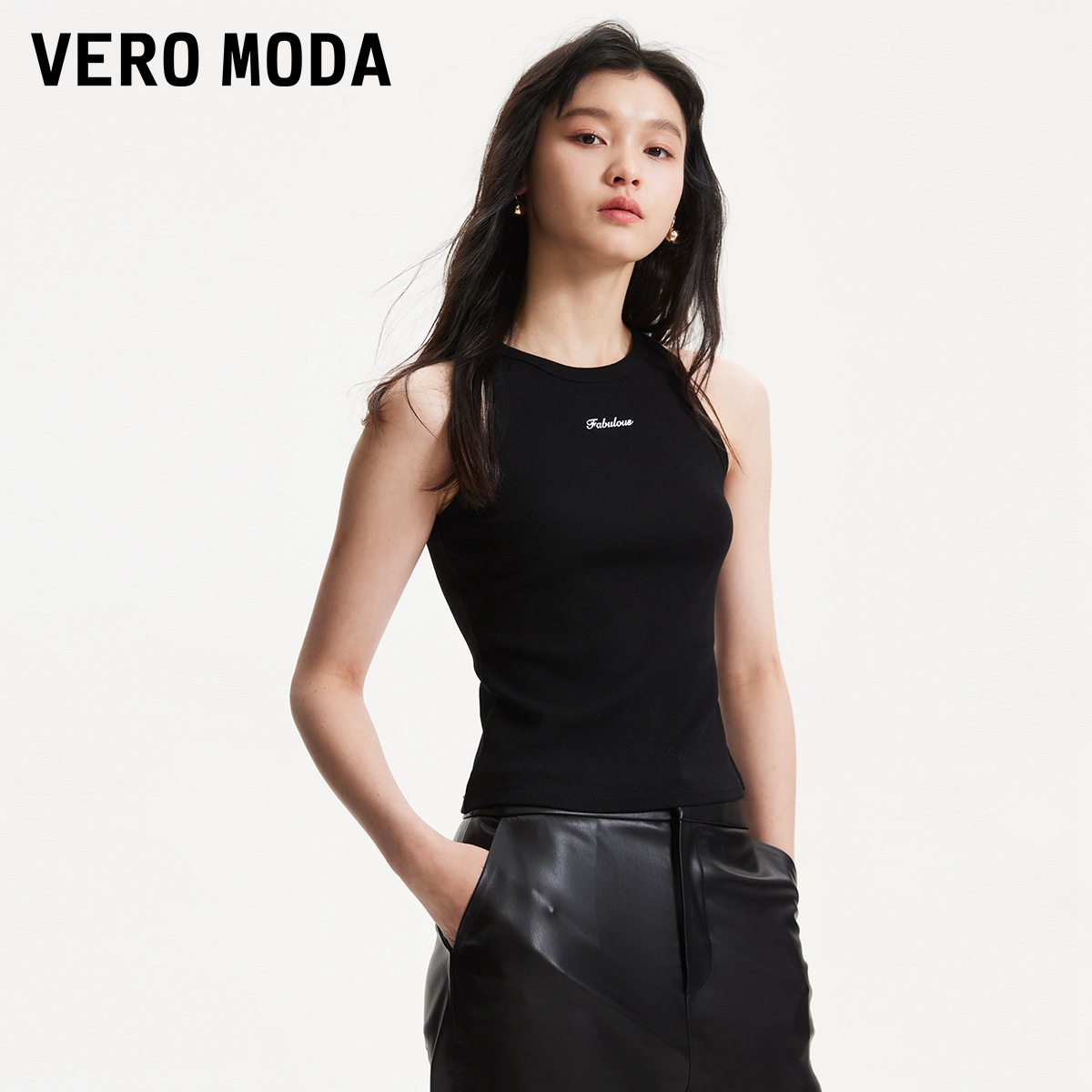 Vero Moda针织背心2024早春优雅气质针织无袖背心多色女甜辣上衣 - 图1