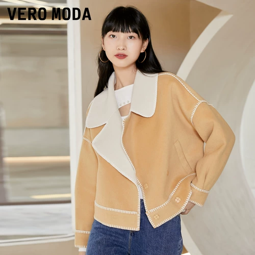 Vero moda, демисезонное элегантное шерстяное шерстяное пальто