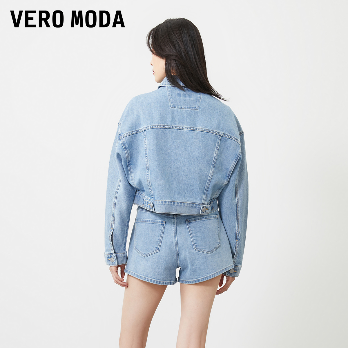 Vero Moda牛仔夹克2023秋冬新款街头风珠片水钻外套女▲