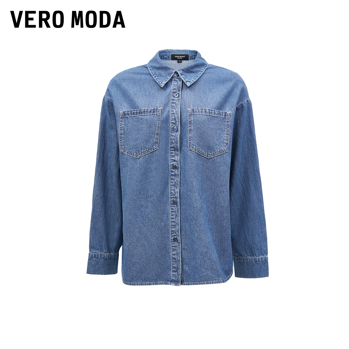 Vero Moda衬衫2024春夏新款休闲舒适长袖牛仔衬衫女宽松韩系外套