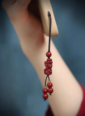 朱砂貔貅手机链挂绳挂饰男女短款个性小吊坠挂件直播饰品低含量