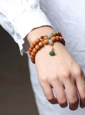 雨荷款印尼檀香老型珠DIY手链厂家批发规格7×8男女首饰装饰念珠