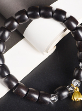 黑檀木直切桶珠DIY单圈手链配饰文玩直切珠佛珠手串男女简约念珠