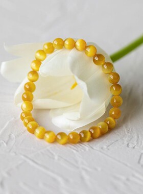 爆款金黄色猫眼石水晶高货素单圈手串时尚百搭女手链现货饰品批发