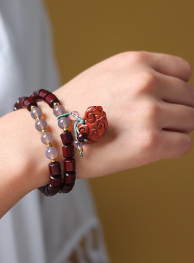 云锁款紫檀木桶珠DIY手链厂家批发规格8×8男女民族装饰文玩念珠