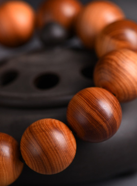 太行崖柏手串陈化黑油老料108颗佛珠2.0桶珠算盘珠手链天然高油性