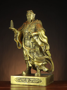 黄铜托塔李天王 李靖神像家居店铺黄铜神像摆件 李靖 哪吒父亲