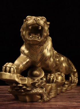 铜老虎 上山虎 金钱虎 元宝虎工艺品家居办公室摆件