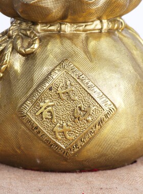 铜钱袋 铜布袋 钱袋聚宝盆工艺品摆件家居