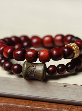 箴言款赞比亚小叶紫檀老型珠DIY手链厂家批发规格9×10男女念珠