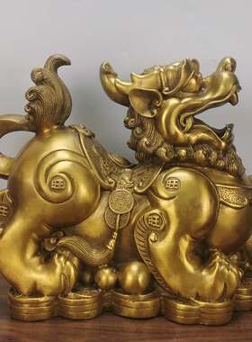 铜粉之家 铜貔貅摆件大号金钱貔貅 铜器工艺品家居摆件