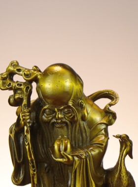 铜寿星 福禄寿 仙鹤龟老寿星 南极仙翁 家居铜工艺品摆件