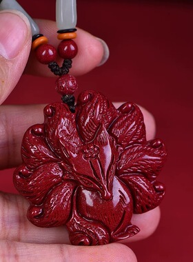 朱砂九尾狐吊坠项链招桃花红色小狐狸挂件低含量男女饰品礼物