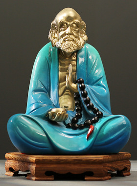 禅意达摩中式家居摆件全铜达摩中式人物装饰工艺品创意摆设小和尚
