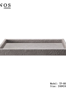 轻奢后现代客厅收纳工艺品酒店会所时尚托盘金属皮革绒布艺术摆盘