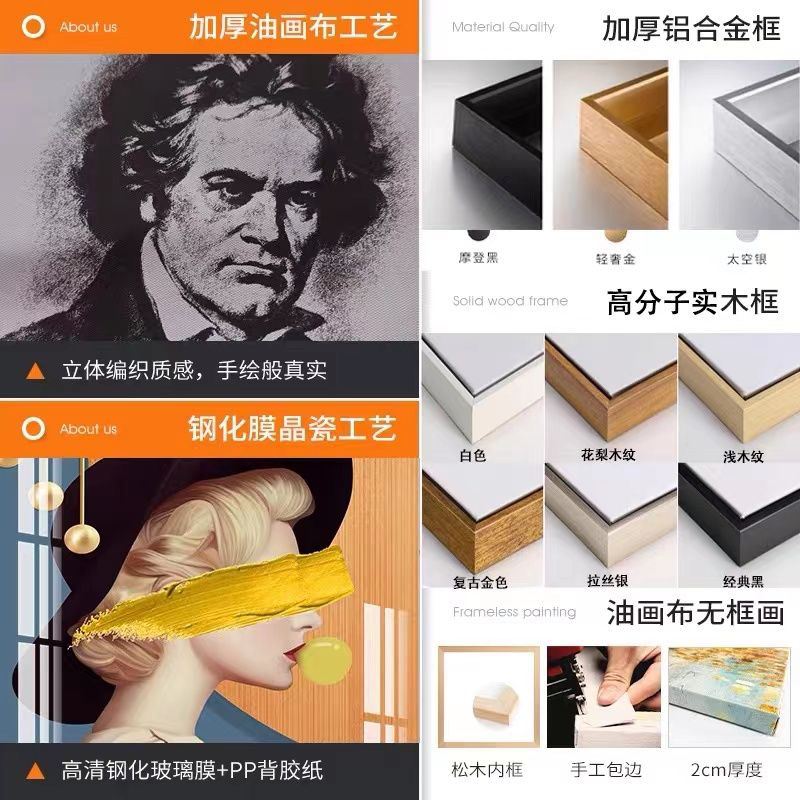 定制装饰画来图定做酒店工装餐厅定制挂画玄关大幅画婚纱照无框画