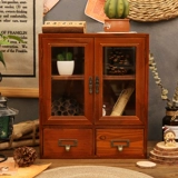 Ретро ящик Трех -настольный настольный шкаф с твердым деревом