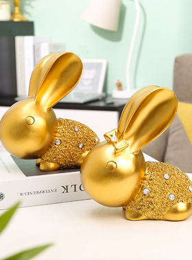 速发创意礼物送情侣小兔子一对工艺品卧室摆件客厅电视柜装饰家居