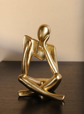 创意小众抽象人物看书摆件客厅电视柜书房书架高级感艺术装饰品