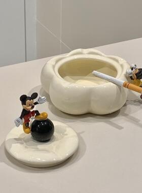 奶油风棉花糖烟灰缸客厅带盖