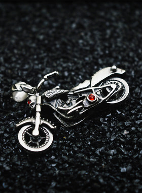 摩托车骷髅钛钢朋克风吊坠项链